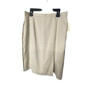 Amanda Smith Womens 16W Pencil Career Skirt Neutral Beige Tweed Professional New